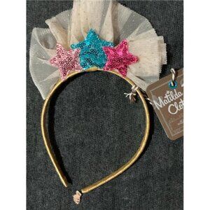 Matilda Jane Kids Sparkle Star Headband Tulle Bow Gold Girls Hair Accessory‎